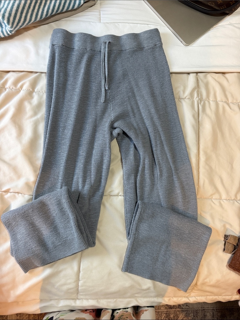 Ribbed Knit Gray Lounge Pants